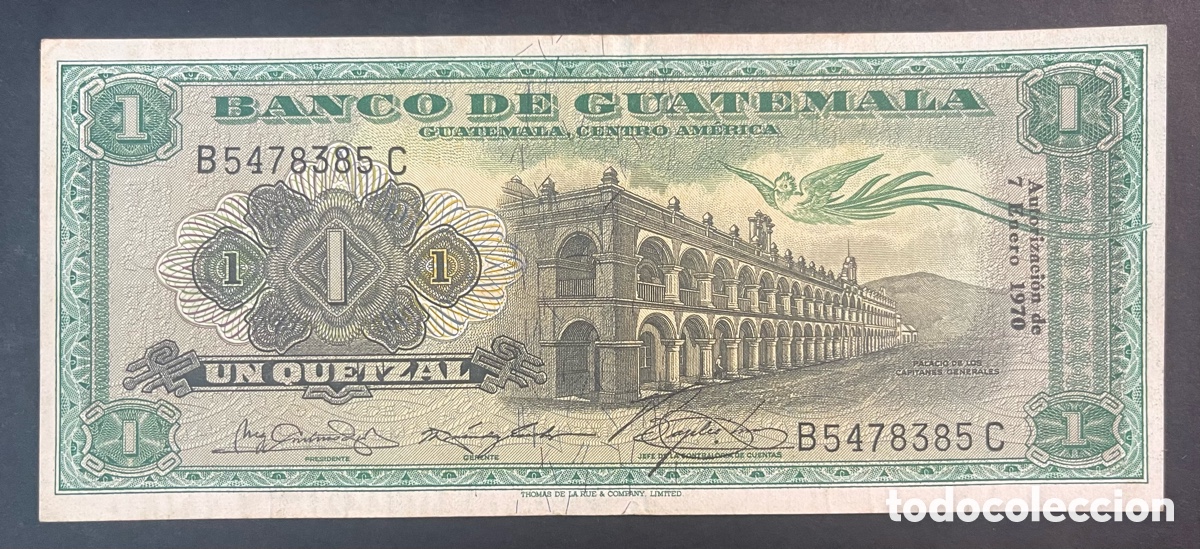 Billetes extranjeros: CMC GUATEMALA 1 QUETZAL 1970 PICK 52-G MBC