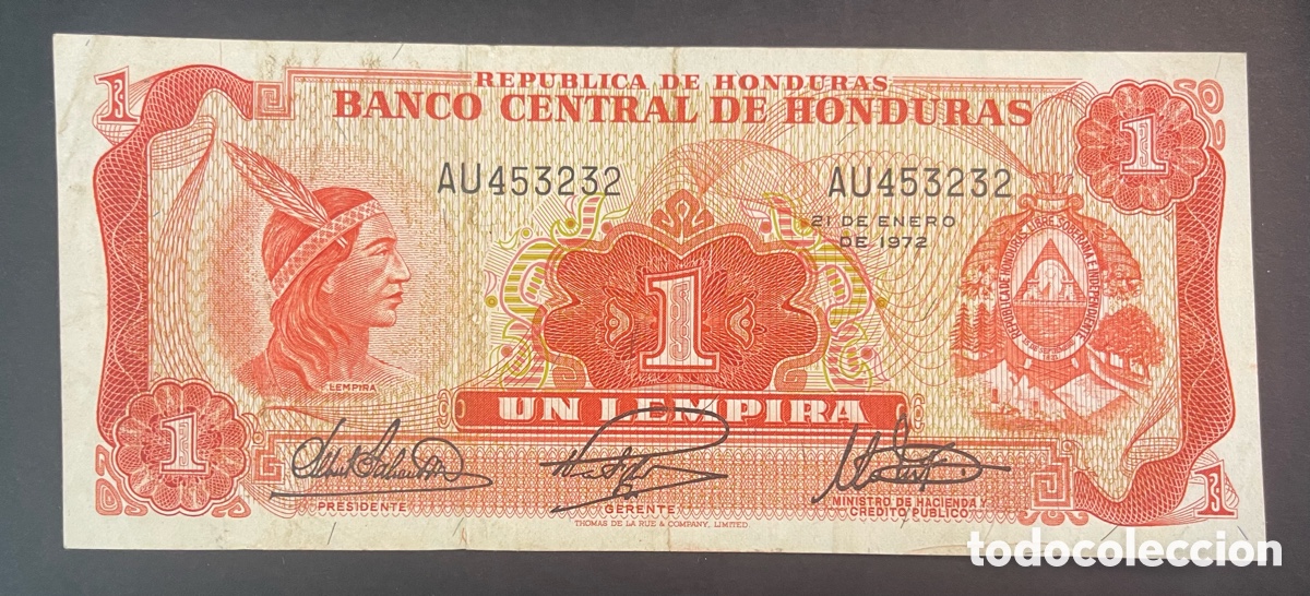 Billetes extranjeros: CMC HONDURAS 1 LEMPIRA 1972 PICK 55-B MBC