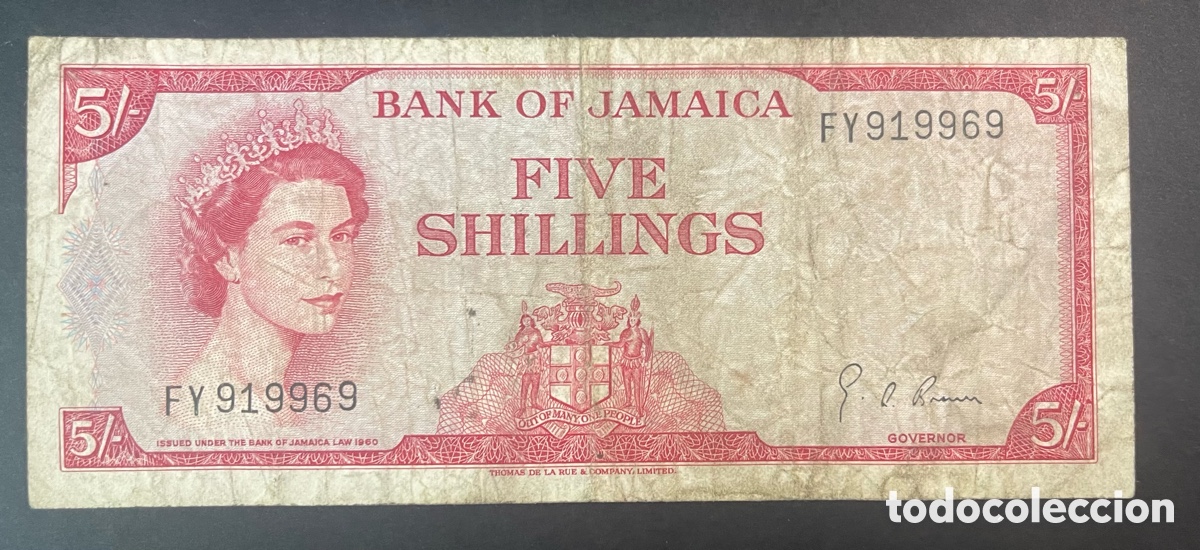 Billetes extranjeros: CMC JAMAICA 5 CHELINES 1964 PICK 51-A1 BC