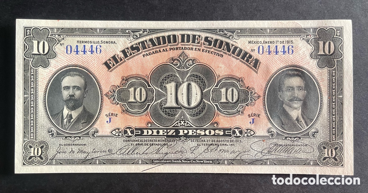 Billetes extranjeros: CMC MEJICO (MEXICO) 10 PESOS 1915 ESTADO DE SONORA PICK S1073 SC-