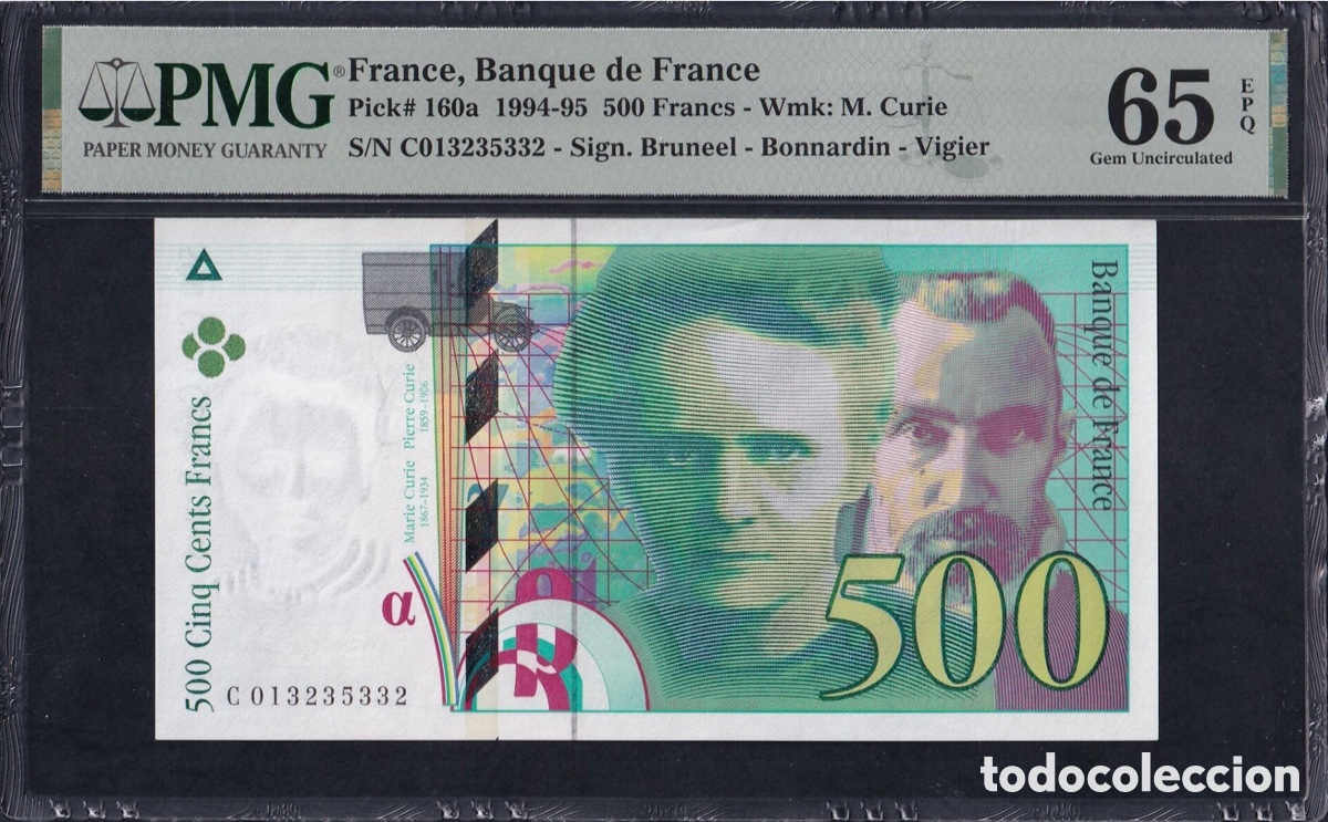 Billetes extranjeros: Billete Francia 500 Francos 1994 PMG 65 p160a