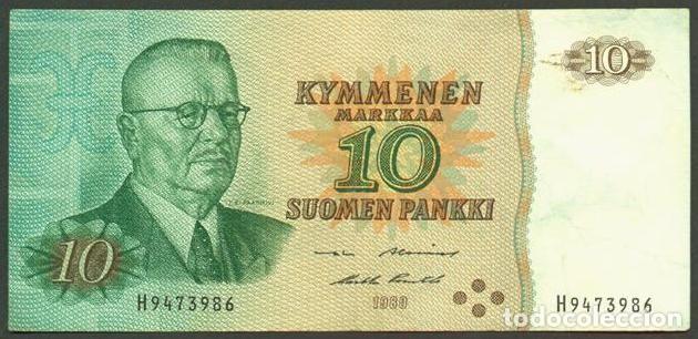 Internationale Banknoten: FINLANDIA. 10 markkaa 1980. Sin Litt.. Pick 111. Variante de firmas.