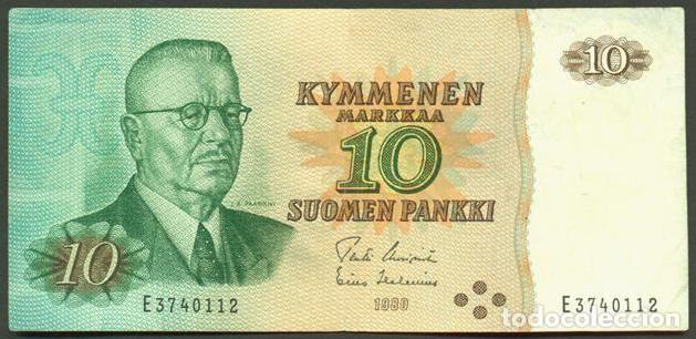 Internationale Banknoten: FINLANDIA. 10 markkaa 1980. Sin Litt.. Pick 111. Variante de firmas.