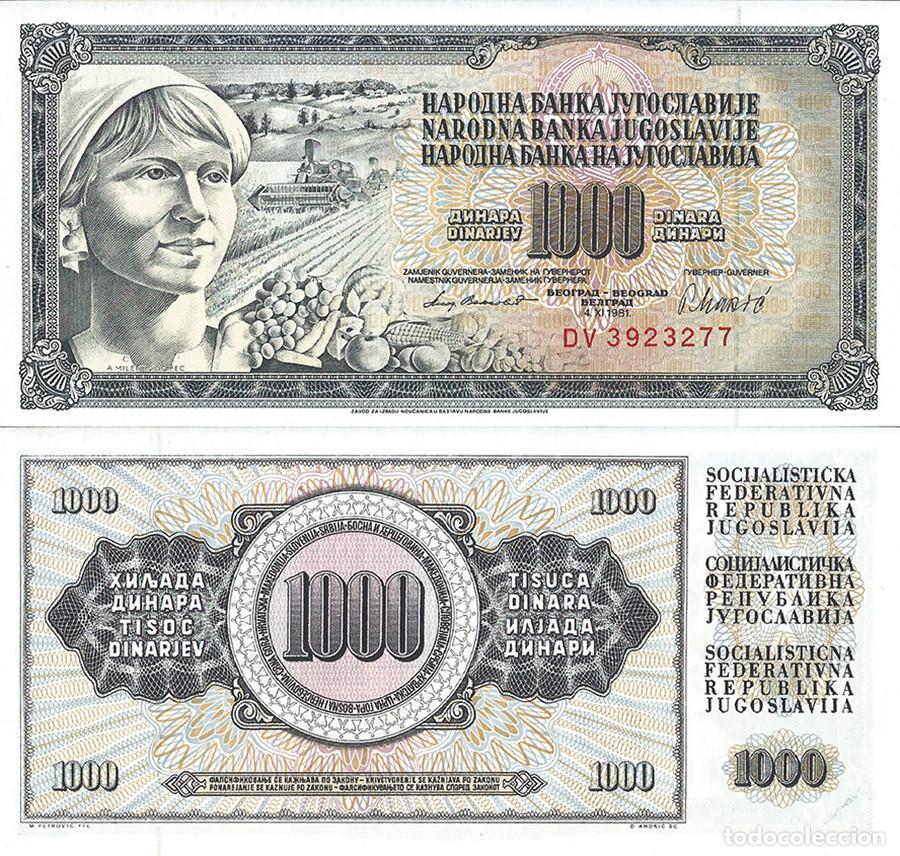 Billetes extranjeros: BILLETE YUGOESLAVIA - 1000 DINARA - 1981 - NO CIRCULADO