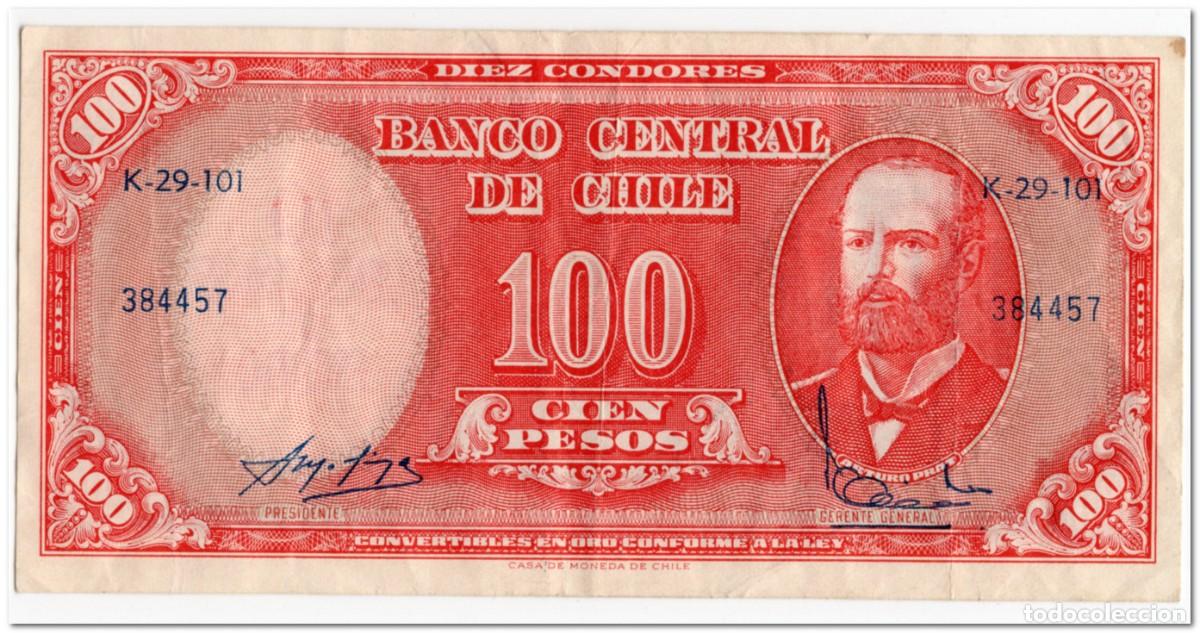 Billetes extranjeros: CHILE,10 CENTIMOS ON 100 PESOS,1960-61,P.127,VF