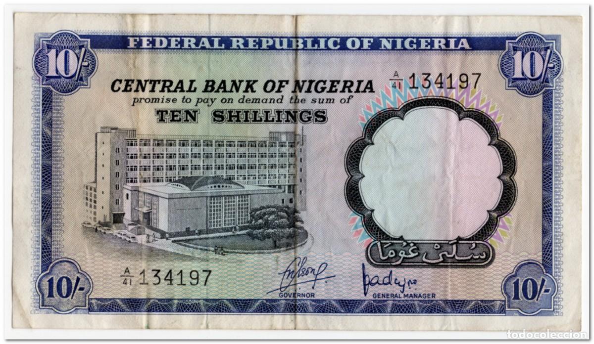 Billetes extranjeros: NIGERIA,10 SHILLINGS,1968,P.11,F-VF