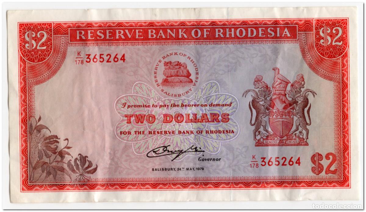 Billetes extranjeros: RHODESIA,2 DOLLARS,1979,P.35d,VF