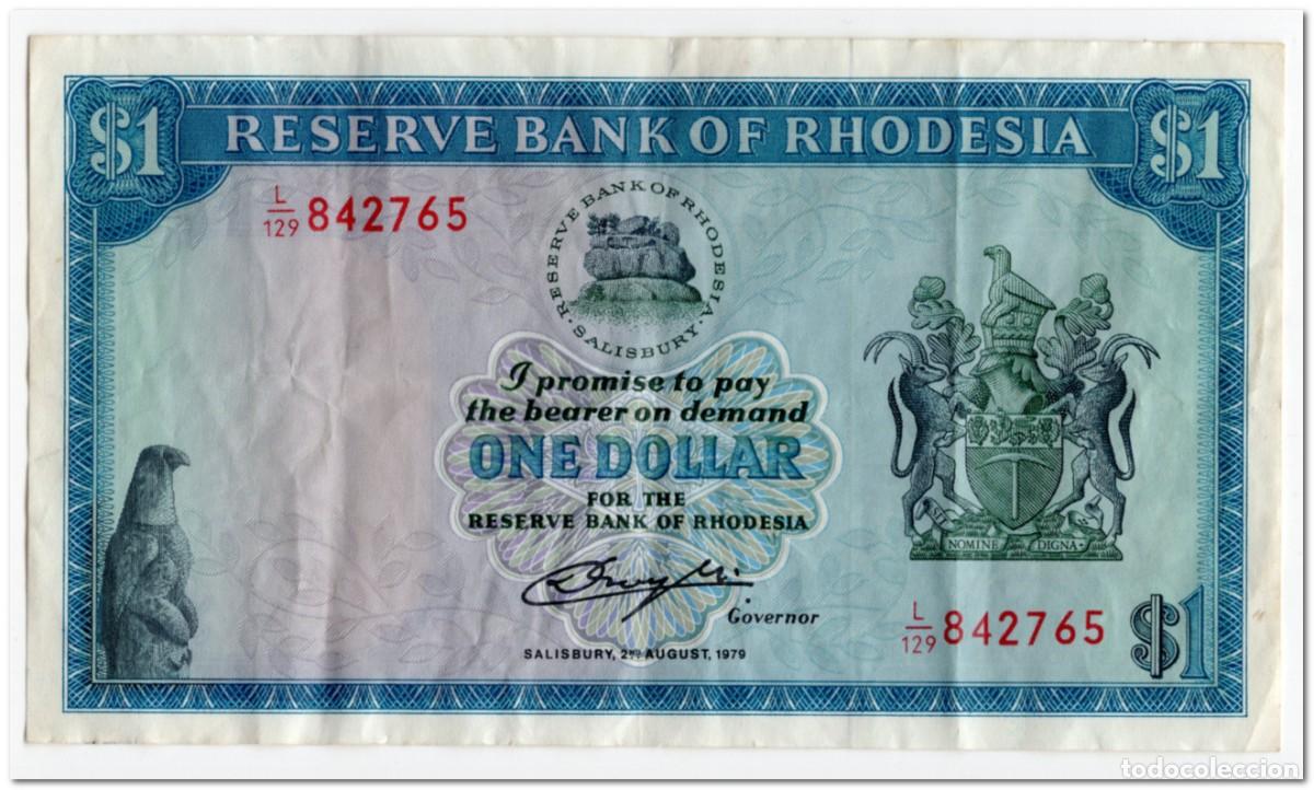 Billetes extranjeros: RHODESIA,1 DOLLAR,1979,P.30c,VF,3 PIN HOLES