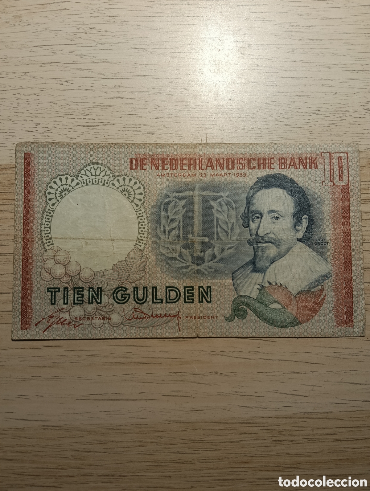 Billetes extranjeros: 10 Gulden 1953. Pa&iacute;ses Bajos.