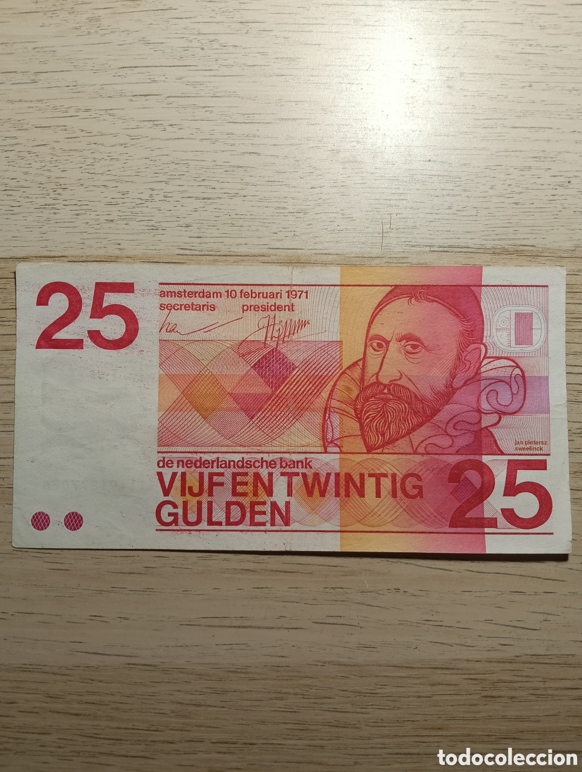 Billetes extranjeros: 25 Gulden 1971. Pa&iacute;ses Bajos