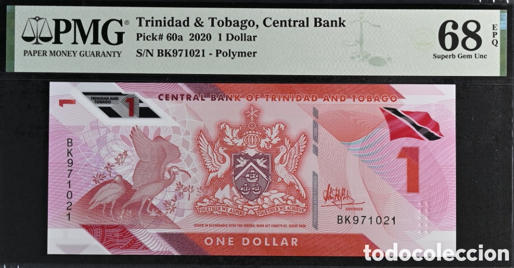 Billetes extranjeros: Billete 1 DOLAR -TRINIDAD Y TOBAGO- PMG 68 EPQ