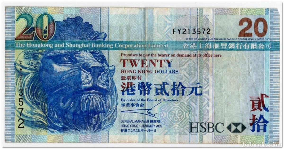Billetes extranjeros: HONG KONG,20 DOLLARS,2005,P.207b,F+