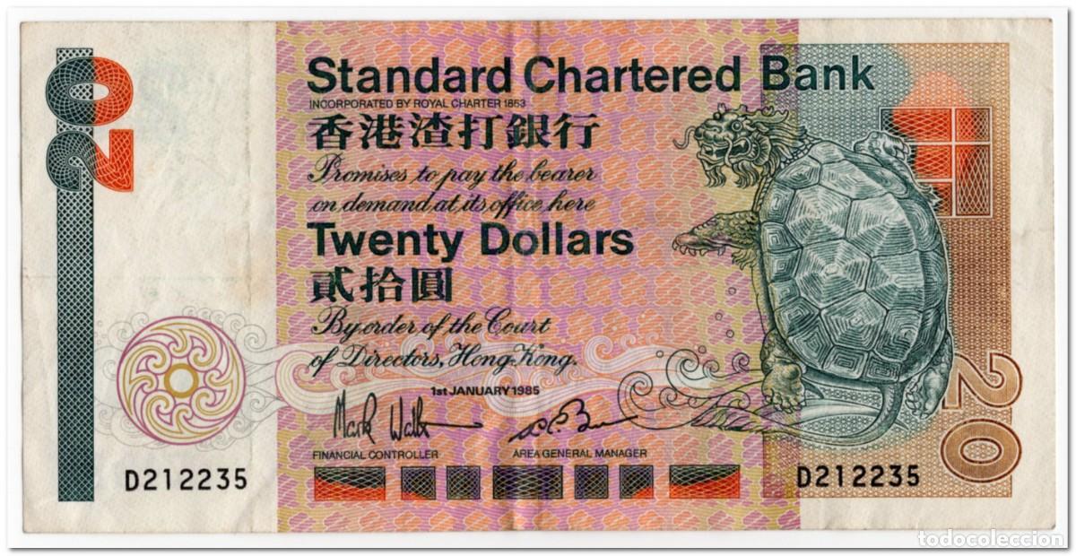 Billetes extranjeros: HONG KONG,20 DOLLARS,1985,P.279a,VF