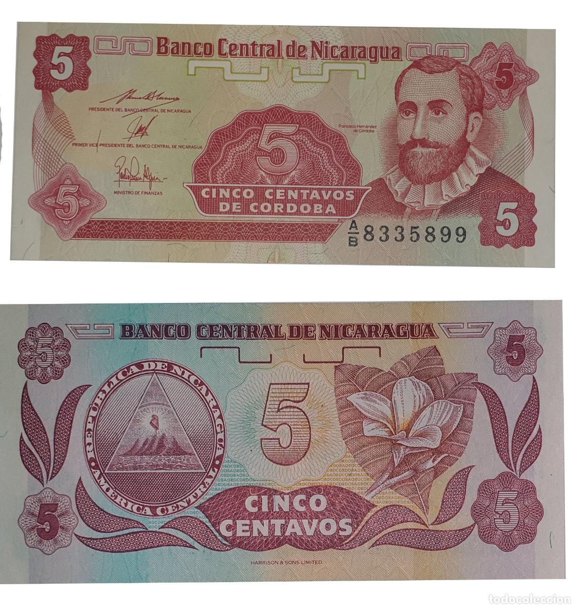 Billetes extranjeros: NICARAGUA &ndash; 5 CENTAVOS DE C&Oacute;RDOBA &ndash; FRANCISCO HERN&Aacute;NDEZ DE C&Oacute;RDOBA