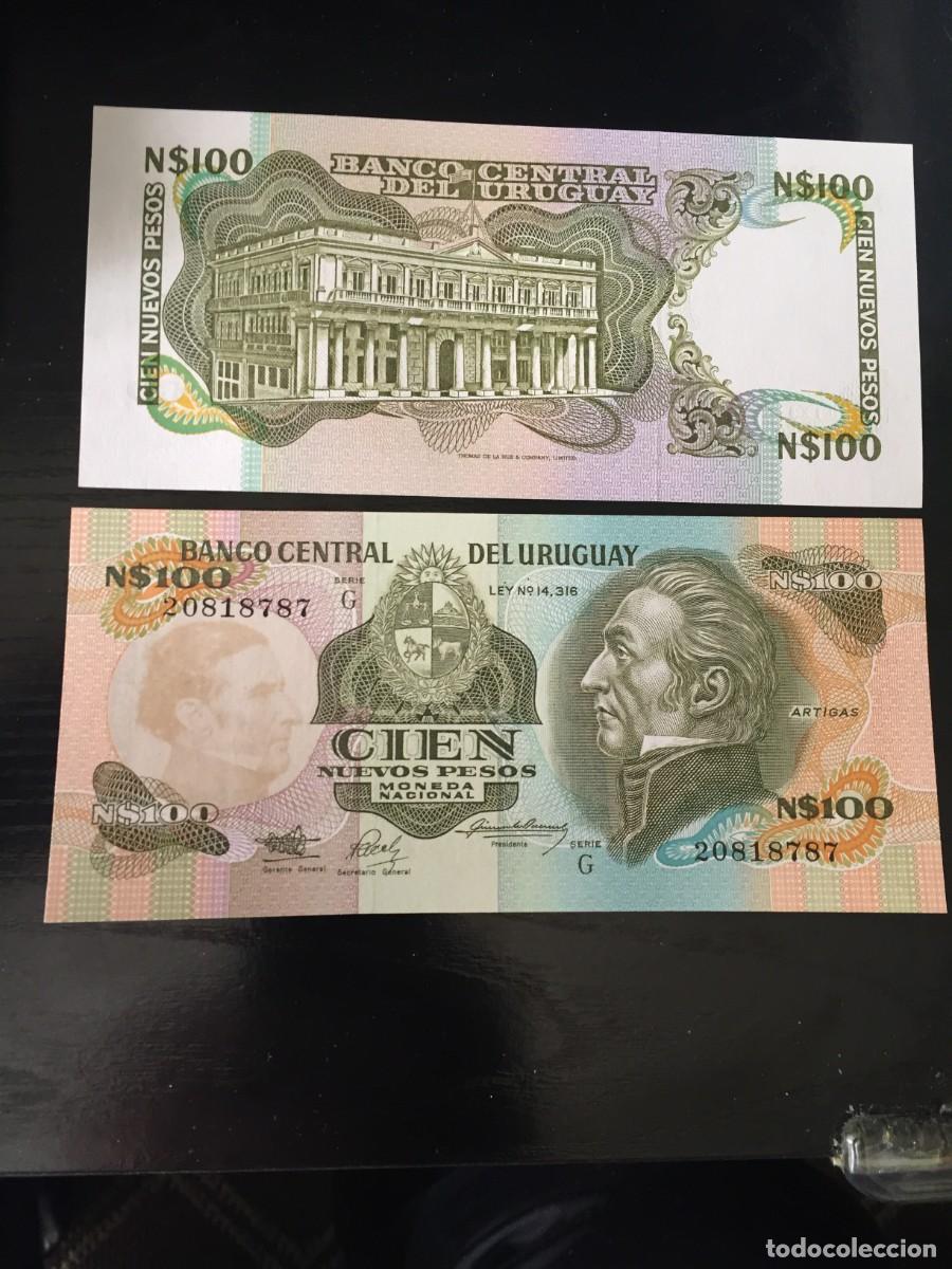Billetes extranjeros: BILLETE DE 100 NUEVOS PESOS SC DE URUGUAY A&Ntilde;O 1967- EL DE LAS FOTOS VER TODOS MIS LOTES DE BILLETES