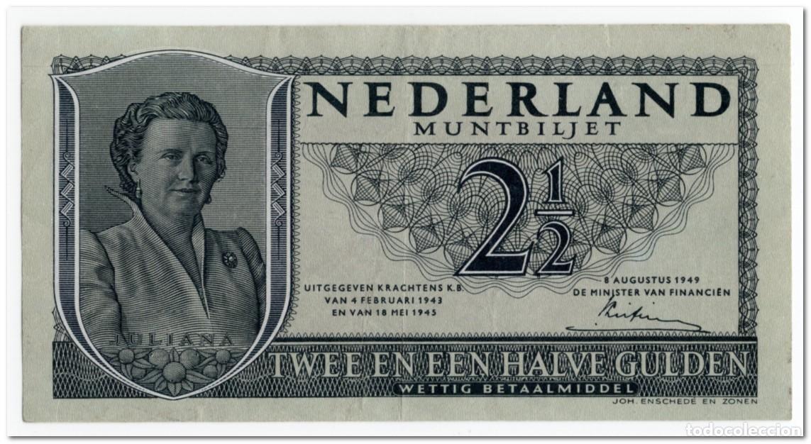 Billetes extranjeros: NETHERLANDS,2 1/2 GULDEN,1943,P.73,VF-XF