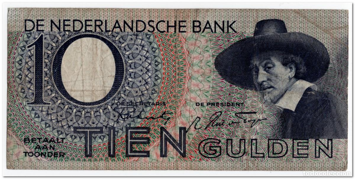 Billetes extranjeros: NETHERLANDS,10 GULDEN,1943,P.59,F+