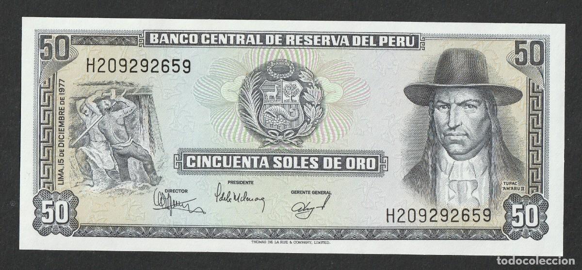 Billetes extranjeros: Peru 50 Soles de Oro 1977 P-113 billete AU/UNC