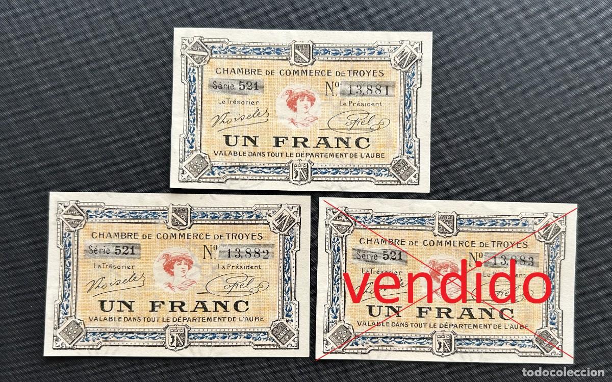 Billetes extranjeros: 1 FRANC 1918 TROYES. FRANCIA. SC/UNC. PRECIO POR UN BILLETE A ELEGIR