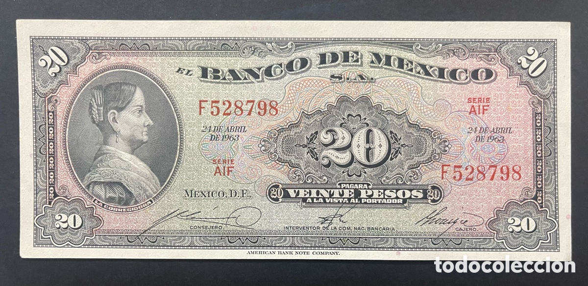 Billetes extranjeros: CMC MEJICO (MEXICO) 20 PESOS 1963 PICK 54-K SC-