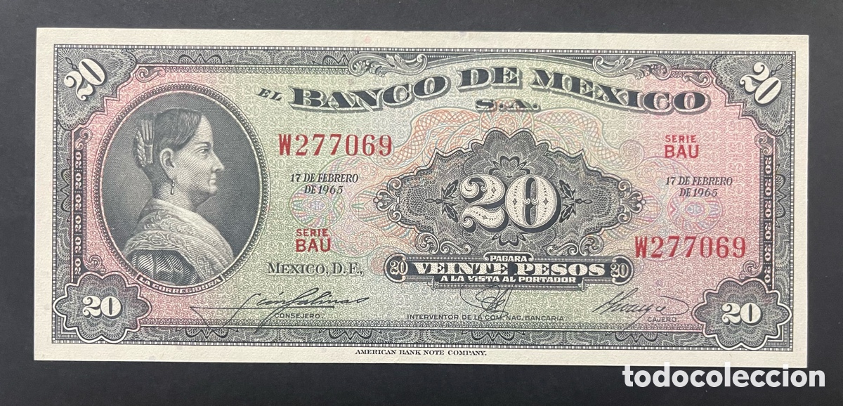 Billetes extranjeros: CMC MEJICO (MEXICO) 20 PESOS 1965 PICK 54-L SC