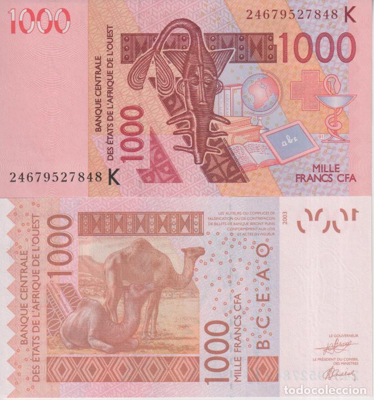 Billetes extranjeros: Estados de Africa oeste (EAO) 1000 francos Pick 715 K SC/UNC