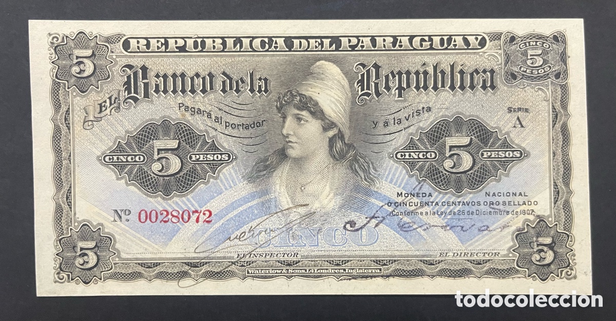 Billetes extranjeros: CMC PARAGUAY 5 PESOS 1907 PICK 156 SC