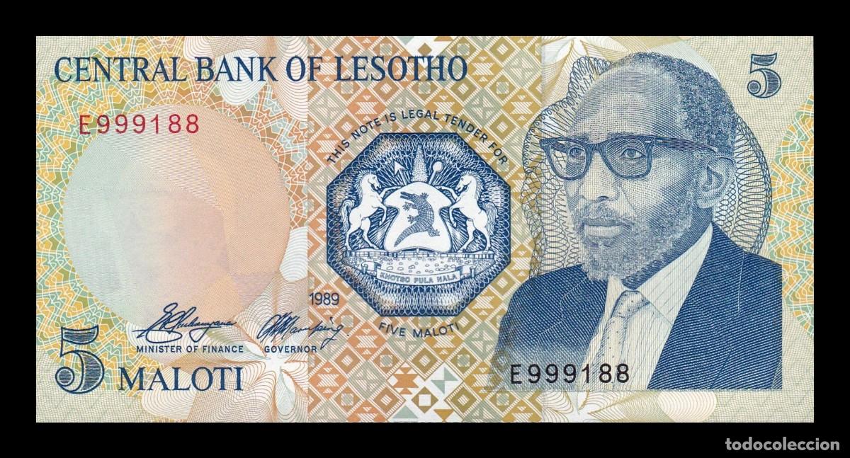 Billetes extranjeros: Lesoto 5 Maloti Moshoeshoe II 1989 Pick 10 Sc Unc