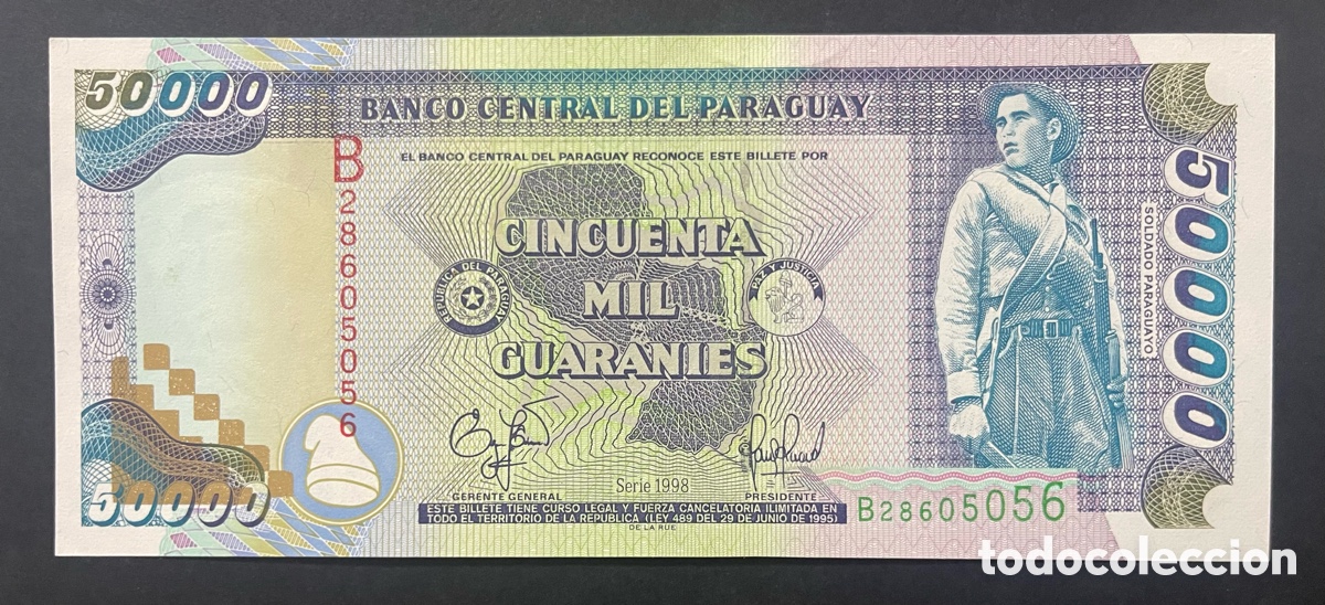 Billetes extranjeros: CMC PARAGUAY 50000 GUARANIES 1998 PICK 218