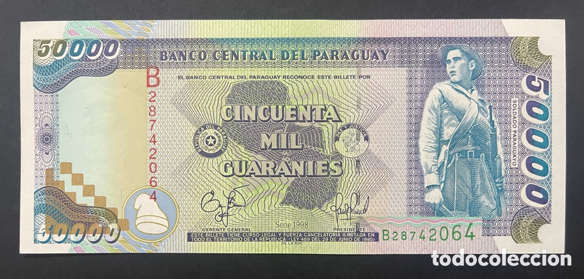 Billetes extranjeros: CMC PARAGUAY 50000 GUARANIES 1998 PICK 218