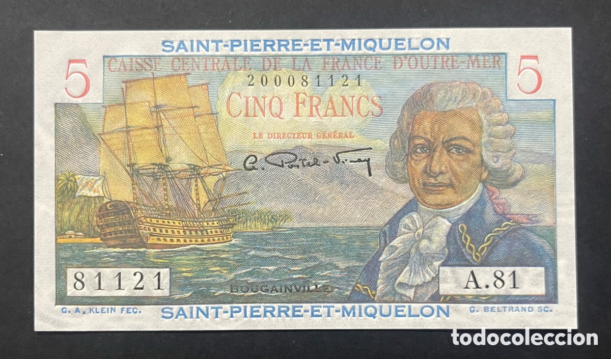 Billetes extranjeros: CMC SAN PEDRO Y MIQUELON (SAINT PIERRE & MIQUELON) 5 FRANCOS 1950-60 PICK 22 SC