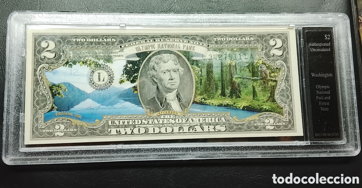Billetes extranjeros: Billete 2 d&oacute;lares Washington