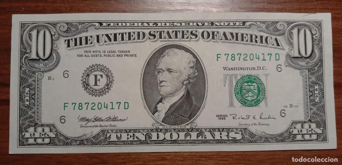 Billetes extranjeros: ESTADOS UNIDOS USA billete 10 dolares a&ntilde;o 1995
