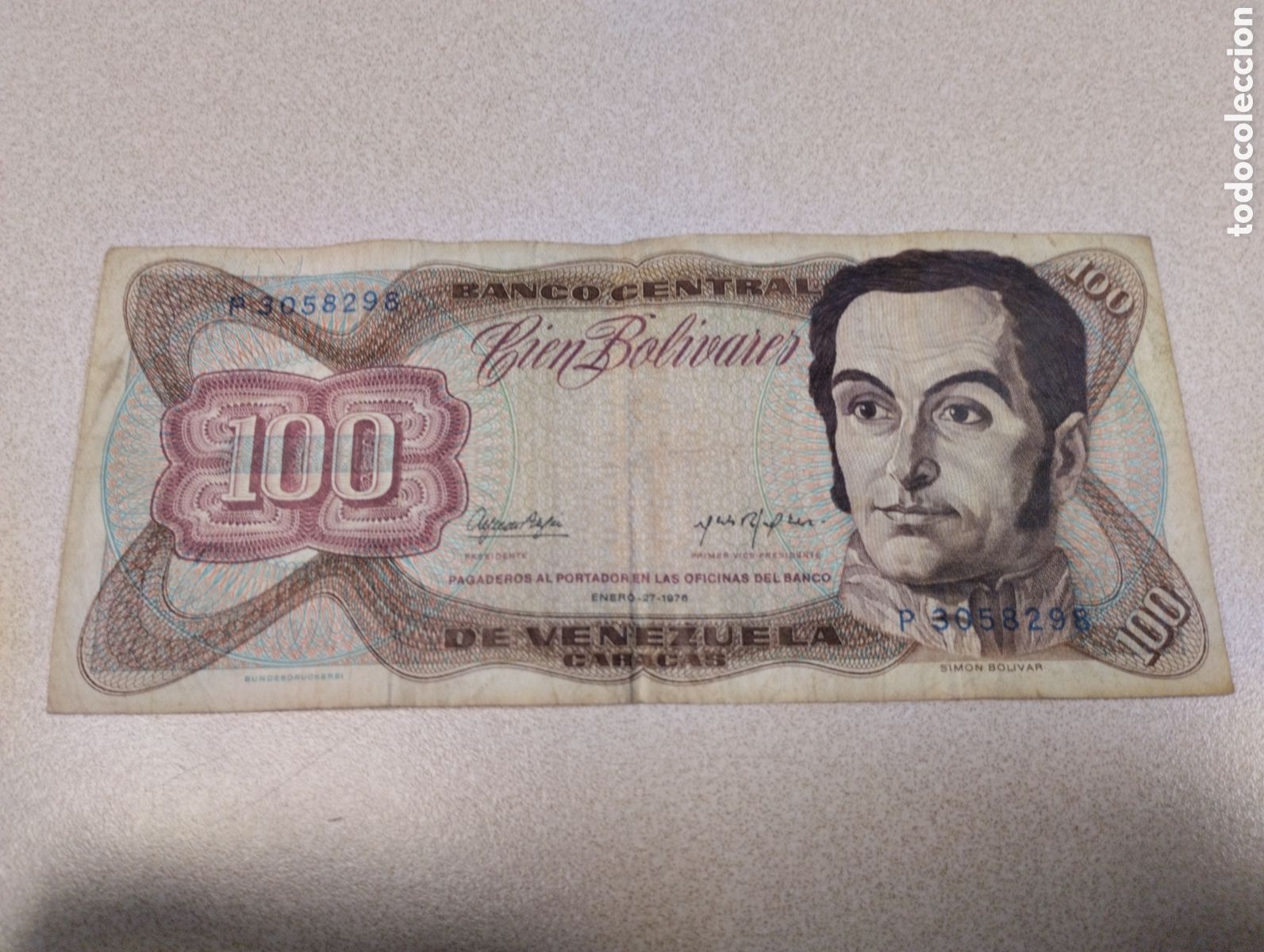 Billetes extranjeros: Billete 100 bol&iacute;vares de Venezuela 27 de enero de 1976 mbc