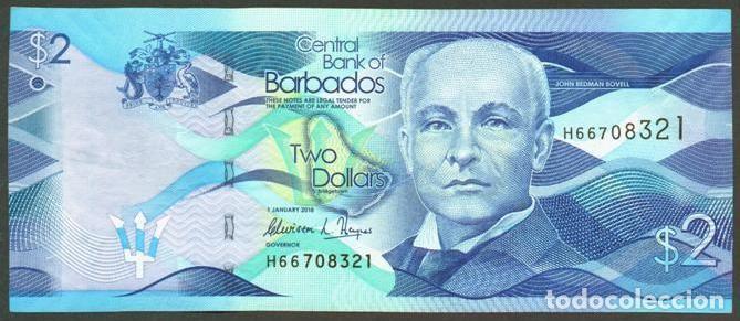 Internationale Banknoten: BARBADOS. 2 $ 1.1.2018