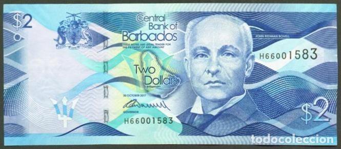 Internationale Banknoten: BARBADOS. 2 $ 30.10.2017.