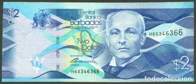 Internationale Banknoten: BARBADOS. 2 $ 30.10.2017.
