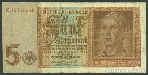 Internationale Banknoten: ALEMANIA. III reich. II G.M. 5 reichsmark 1942. Pick 186.
