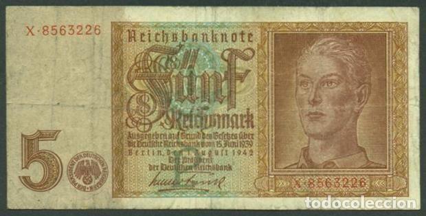 Billets internationaux: ALEMANIA. III reich. II G.M. 5 reichsmark 1942. Pick 186.