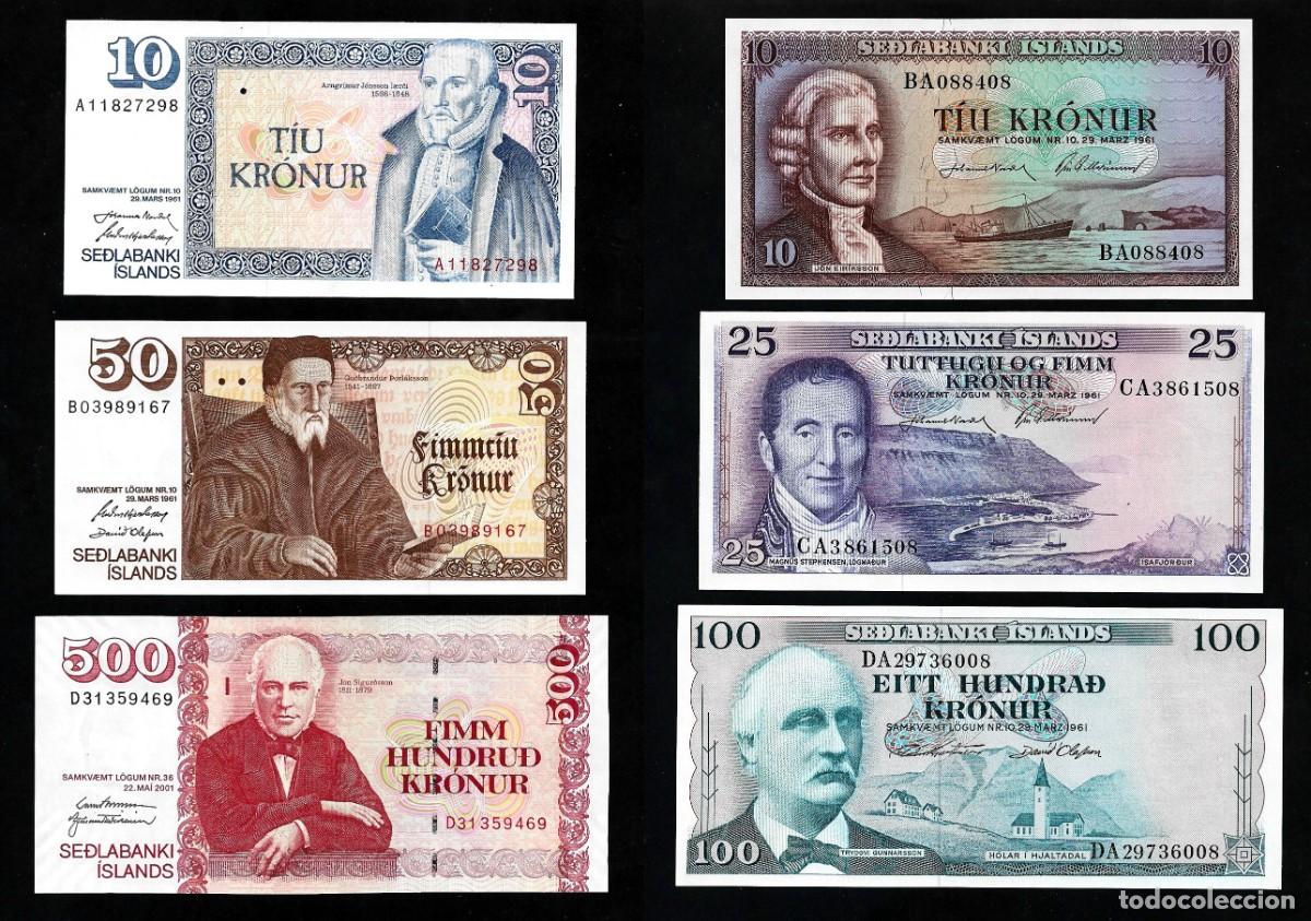 Billetes extranjeros: ICELAND LOTE 6 BILLETES SEDLABANKI ISLANDS SIN CIRCULAR UNC 1961 +