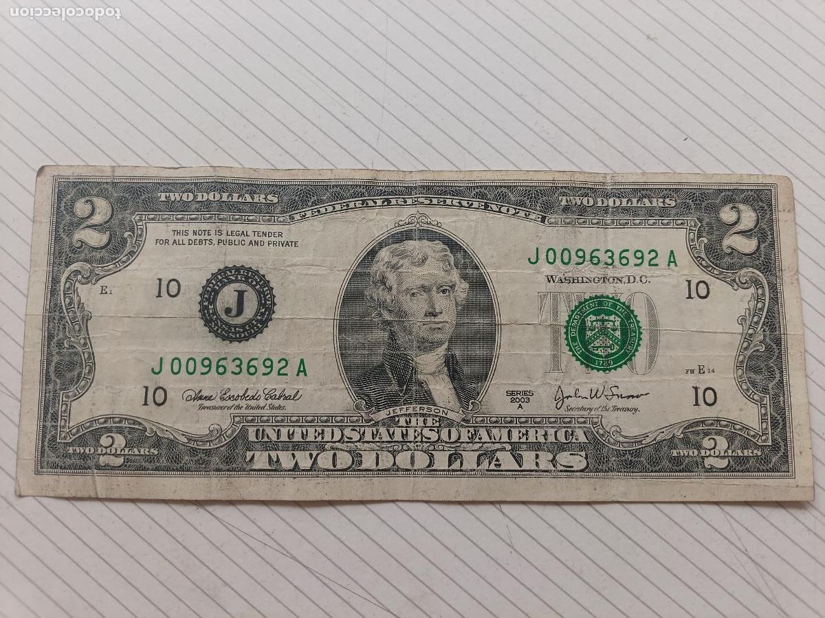 Billetes extranjeros: USA Estados Unidos. 2 dollars 2003
