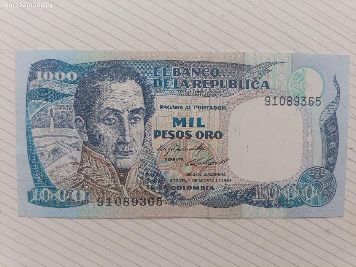 Billetes extranjeros: COLOMBIA - 1000 PESOS ORO 1984 SC-