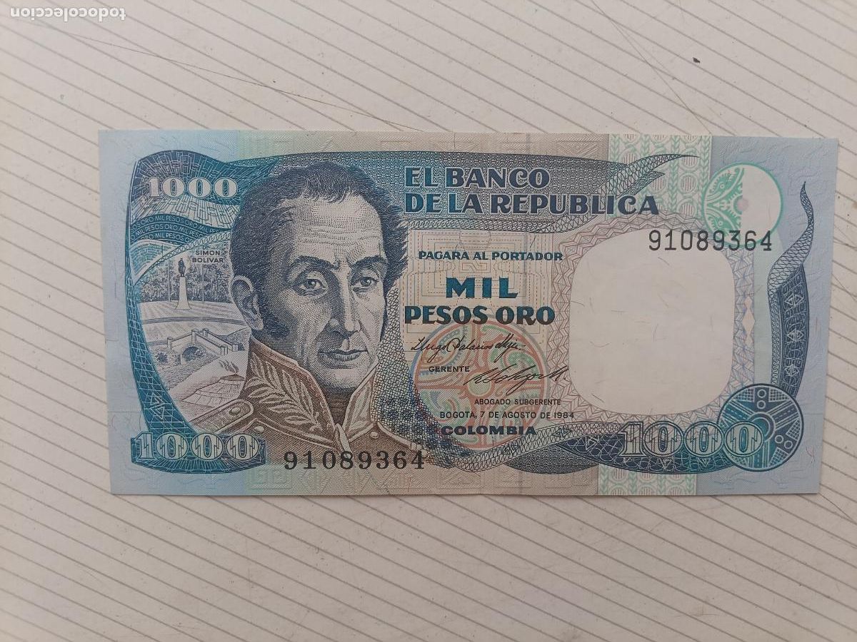 Billetes extranjeros: COLOMBIA - 1000 PESOS ORO 1984 SC-