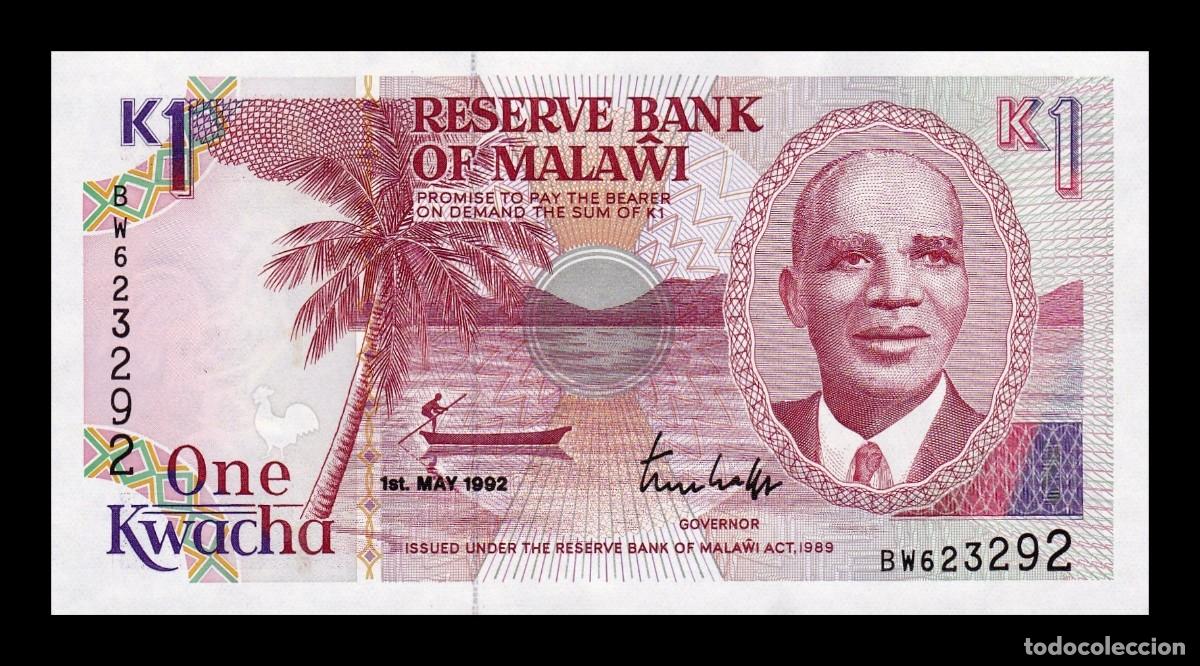 Billetes extranjeros: Malawi 1 Kwacha Hastings Kamuzu Banda 1992 Pick 23b Sc Unc