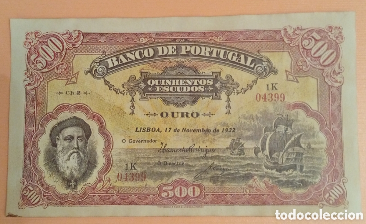 Billetes extranjeros: Billete falso no original Banco de Portugal Vasco de Gama 500 reis Alves dos Reis