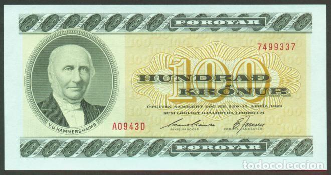 Billetes extranjeros: ISLAS FEROE (FAEROE). 100 kronur (19)94. Pick 21. S/C.