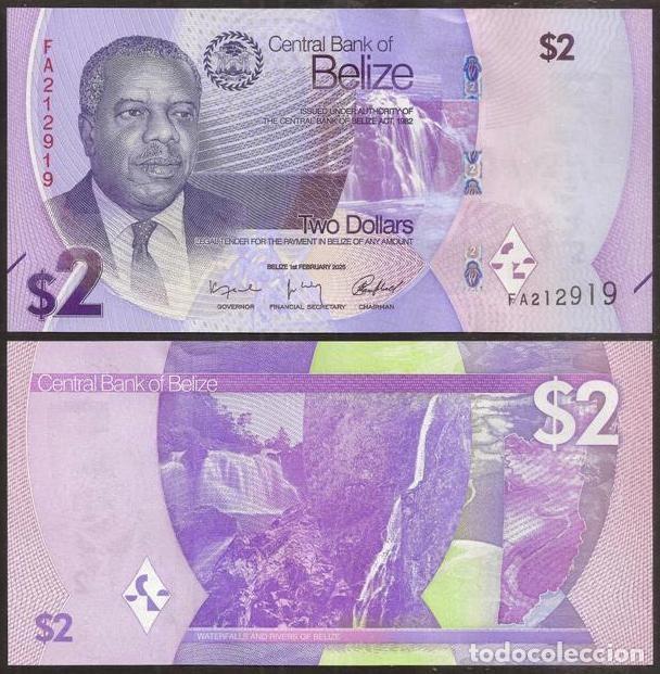 Billetes extranjeros: BELICE (BELIZE). 2 dolares 2025. S/C.