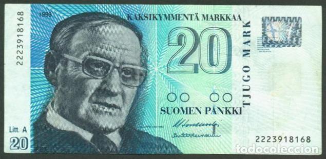Internationale Banknoten: FINLANDIA. 20 markkaa 1997. Pick 123. Variante de firmas.