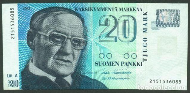 Internationale Banknoten: FINLANDIA. 20 markkaa 1997. Pick 123. Variante de firmas.