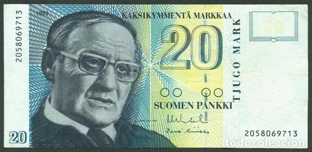 Internationale Banknoten: FINLANDIA. 20 markkaa 1993. Pick 122. Variante de firmas.